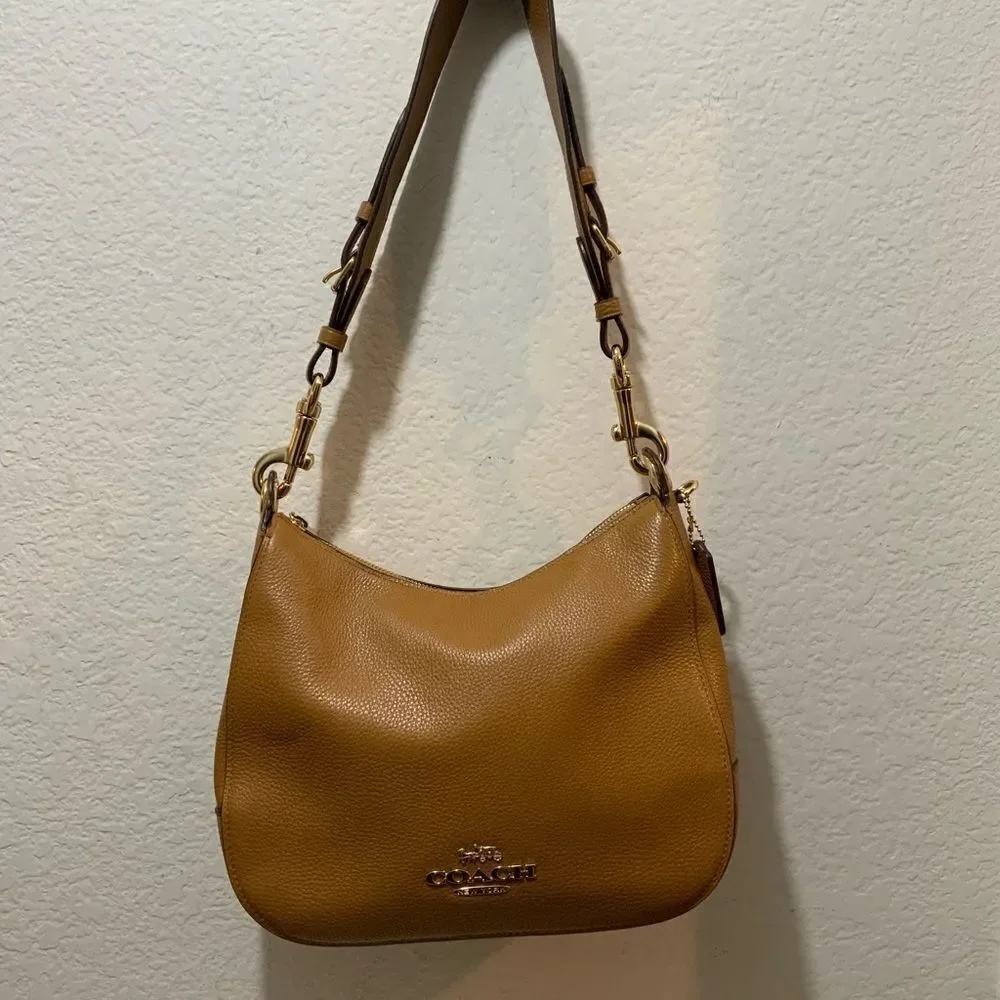 COACH F76695 JES HOBO brown Refined Pebble Leather Womens/Shoulder Handbag